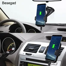 Besegad QI беспроводной телефон зарядное устройство для автомобиля крепление Pad для samsung S6 S7 Edge Plus S8 Note 7 8 Note7 Note8 iPhone 8 Plus X 10