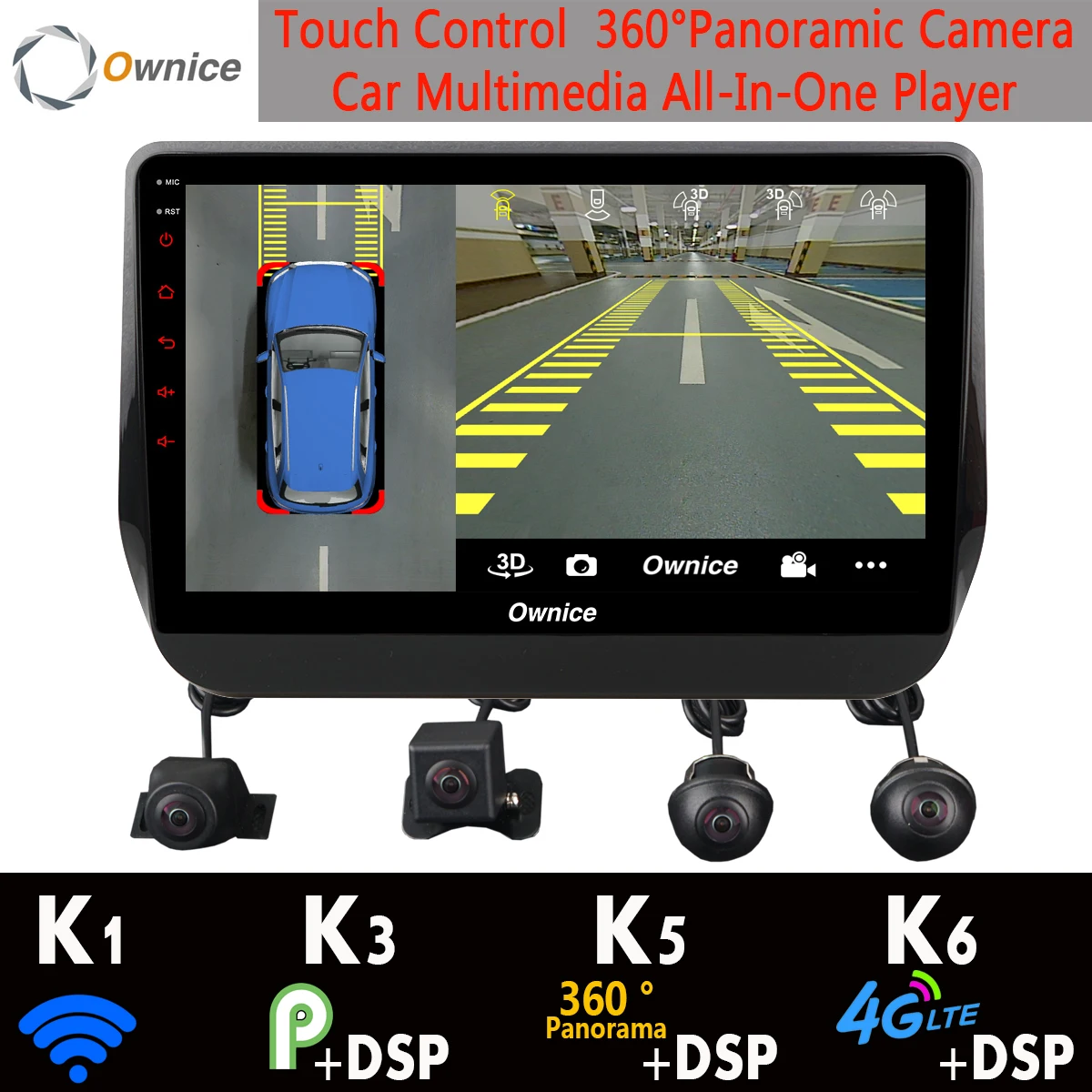 Автомобильный мультимедийный плеер 1DIN 360 ° Android 9 0 4 Гб + 64 ГБ GPS радио CarPlay SPDIF DSP для