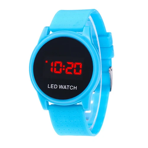 3D стилус для сенсорного экрана, спортивный светодиодный Детский Электронный цифровой наручные часы, военные модные детские часы для мальчиков, студенческие часы для детей - Цвет: Небесно-голубой