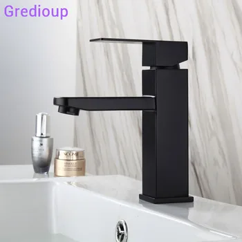 

Bathroom Faucet Black Basin Faucet Sink Taps Deck Mount Bathroom Mixer Tap Stainless Steel Spout Single Wash Basin Faucets Grifo