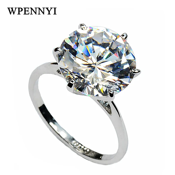 

Top Quality Ultra-big Silver Color 6 Prong Sparkling 6.5ct Clear Cubic Zirconia Luxury Woman Engagement Wedding Rings Wholesale