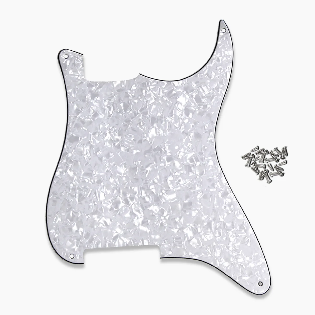 

FLEOR 4 Hole Guitar Pickguard Custom Blank Material Scratch Plate with Screws for Strat Guitar Accessories White Pearl 4Ply
