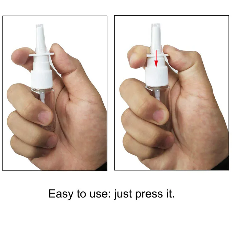 5pcs 10ml/20ml/30ml White Empty Plastic Nasal Spray Bottles Pump Sprayer Mist Nose Spray Refillable Bottle for Medical Packaging