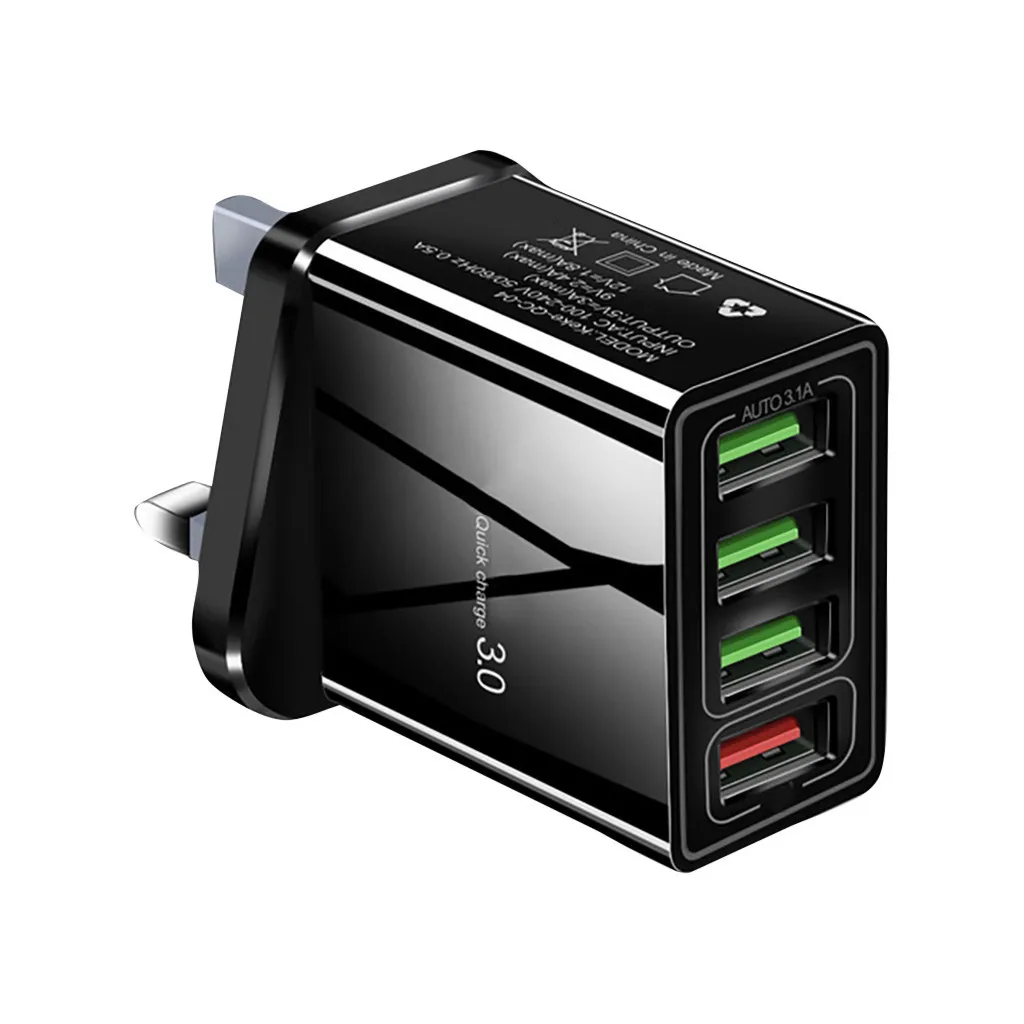UK Plug Ouhaobin 30 Вт Быстрая зарядка 3,0 4 порта USB зарядное устройство USB быстрое зарядное устройство QC3.0 Великобритания вилка настенный адаптер для samsung для huawei - Тип штекера: UK Plug