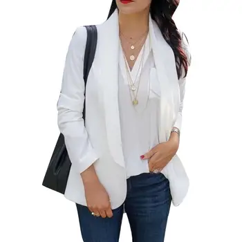 

Office Lady Solid Color Lapel Long Sleeve Blazer Slim Fit Suit Coat Jacket
