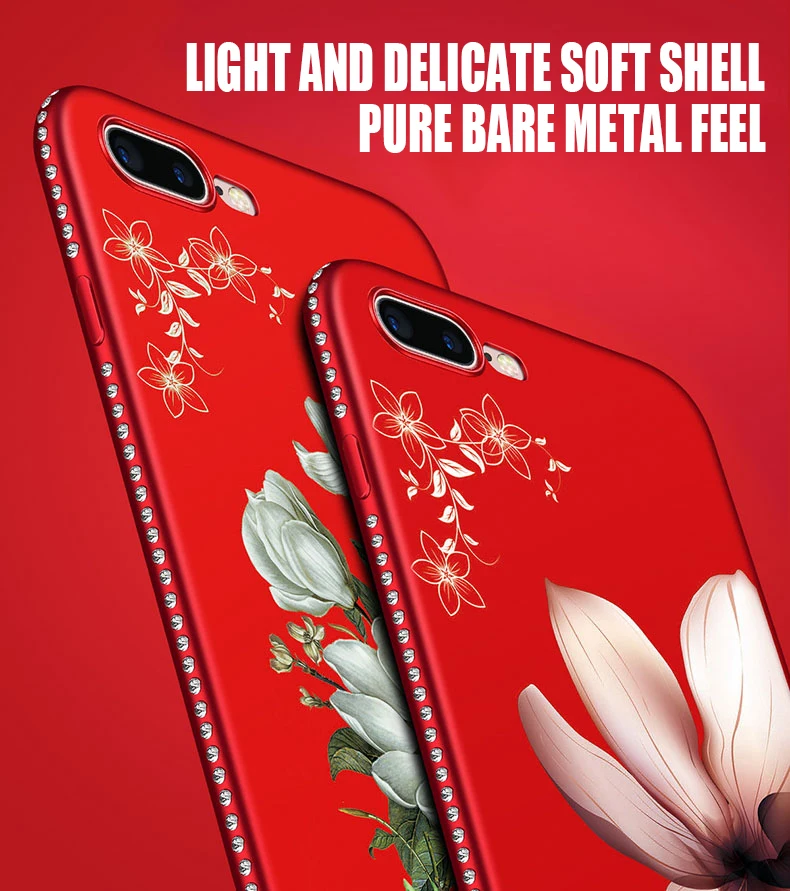 Алмазный цветочный чехол для Iphone 5 5S SE 6s 6 7 8 Plus противоударный ТПУ мягкий X XR XS Max 11