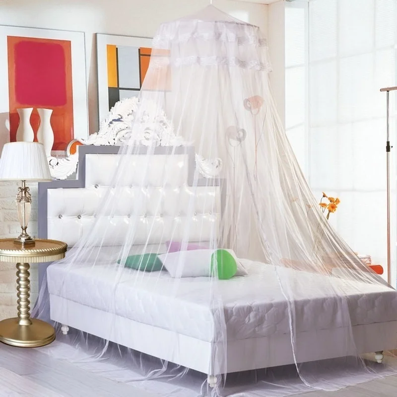 1 шт., высокое качество, летний висящий купол сеть от комаров для спальни, полиэстер, сетчатая ткань, твердый навес для кровати, круговая кровать, занавески - Цвет: B