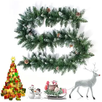 

2.7m Artificial Pine Core Rattan Xmas Wreath Christmas Hanging Pendant Drop Ornament Home Party Door Window Decoration