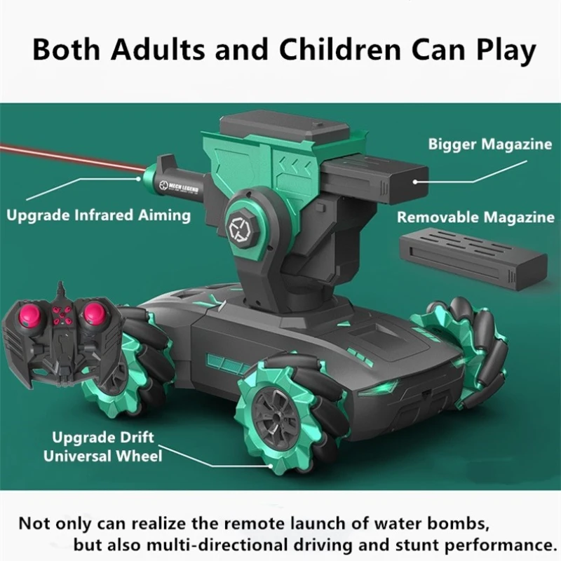 Remote Control Tank 13CH 2.4G Omnidirectional Drift Infrared Aiming Remove Magazine Water Bomb Strong Power MultiPlayer RC Toy 4