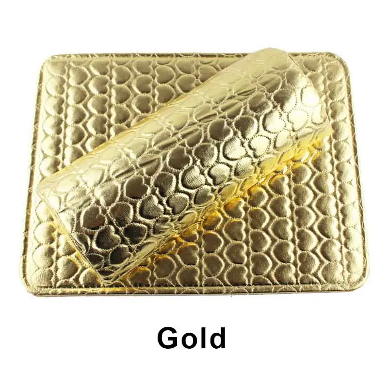Gold Эластичный коврик из искусственной кожи для маникюрного стола, 7 цветов, подставка для рук, ручная подушка, подушка для маникюра, салонный держатель, оборудование, инструмент - Цвет: Gold