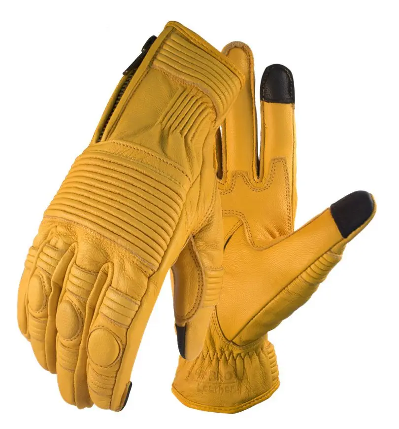 

Retro Motorcycle Gloves For Harley Road Driving Sheepskin Safety Protective Gloves Comfortable Touch Screen Motorbike Gloves
