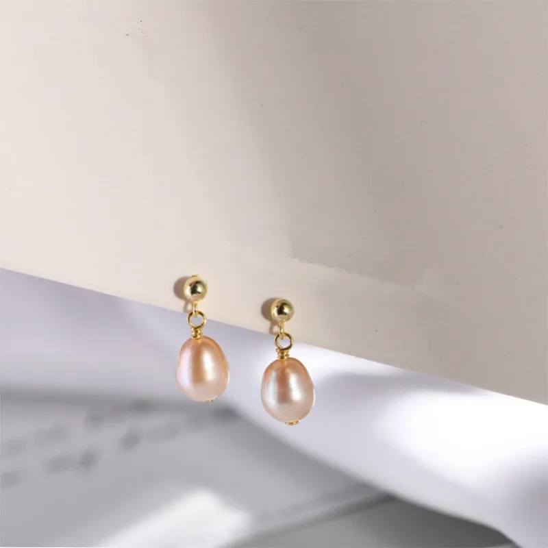 925 Sterling Silver Natural Baroque Shaped Pearl Earrings Women Korean Temperament Wedding Jewelry Gifts - Image 4