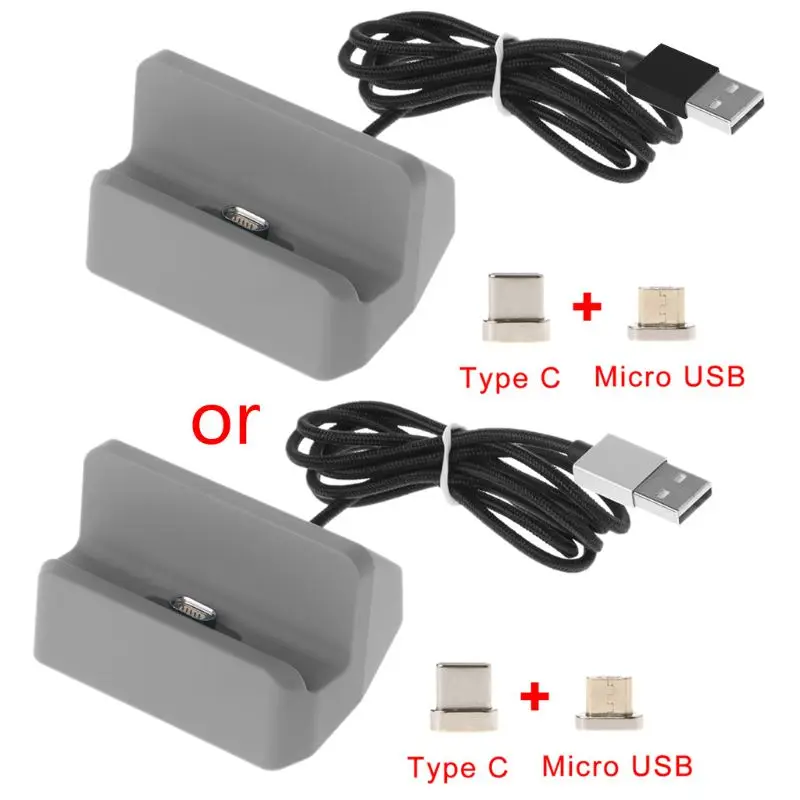 Магнитный Micro USB+ usb type C разъем зарядная станция Док-станция для телефона Android