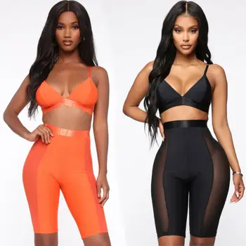 

Fashion Women Biker Shorts Workout Skinny Thigh Trousers Mesh Leggings High Waist Short Leggings