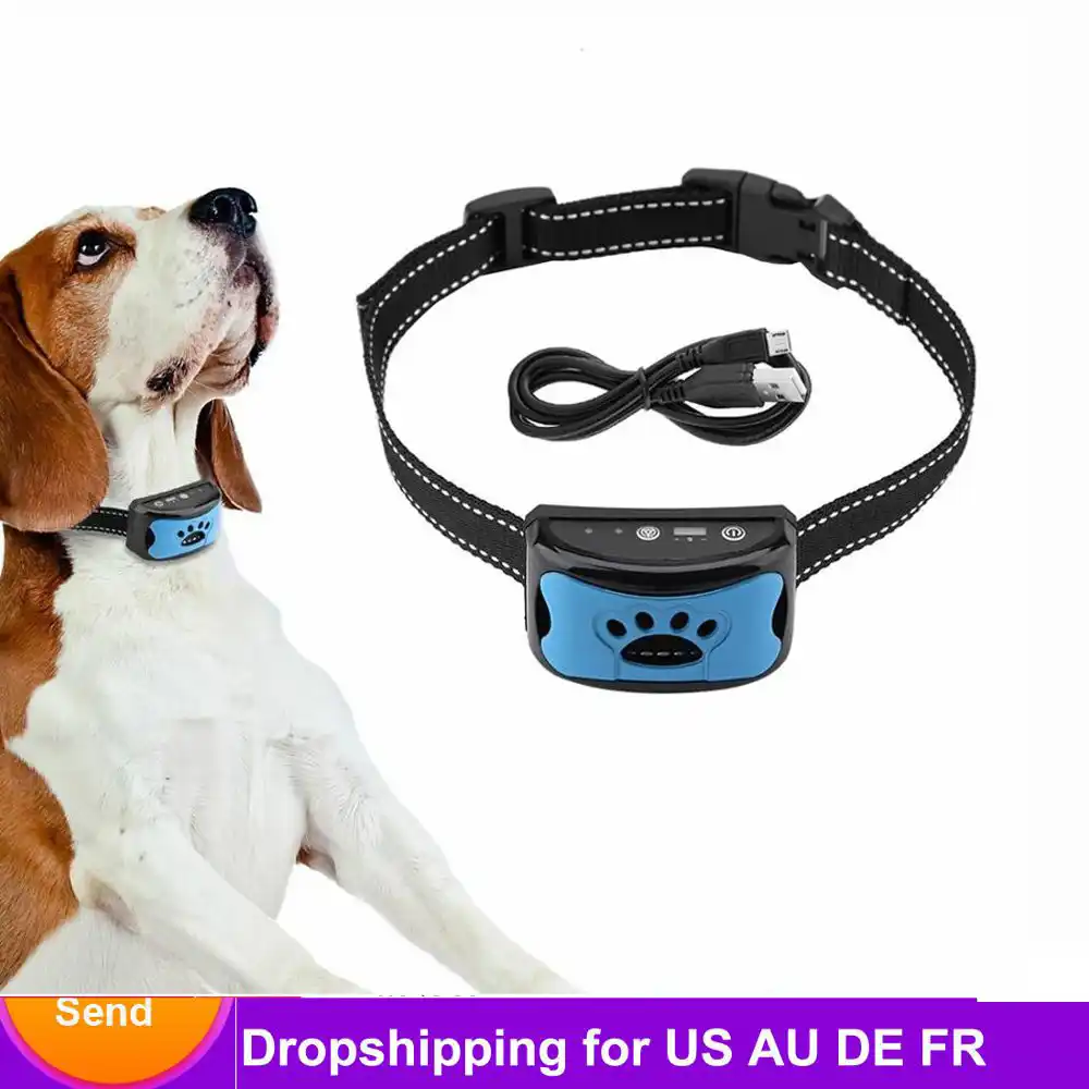 ペット犬アンチ吠えるデバイスusb電気超音波犬の訓練の襟犬吠える停止振動アンチ樹皮襟ドロップシップ トレーニング襟 Aliexpress