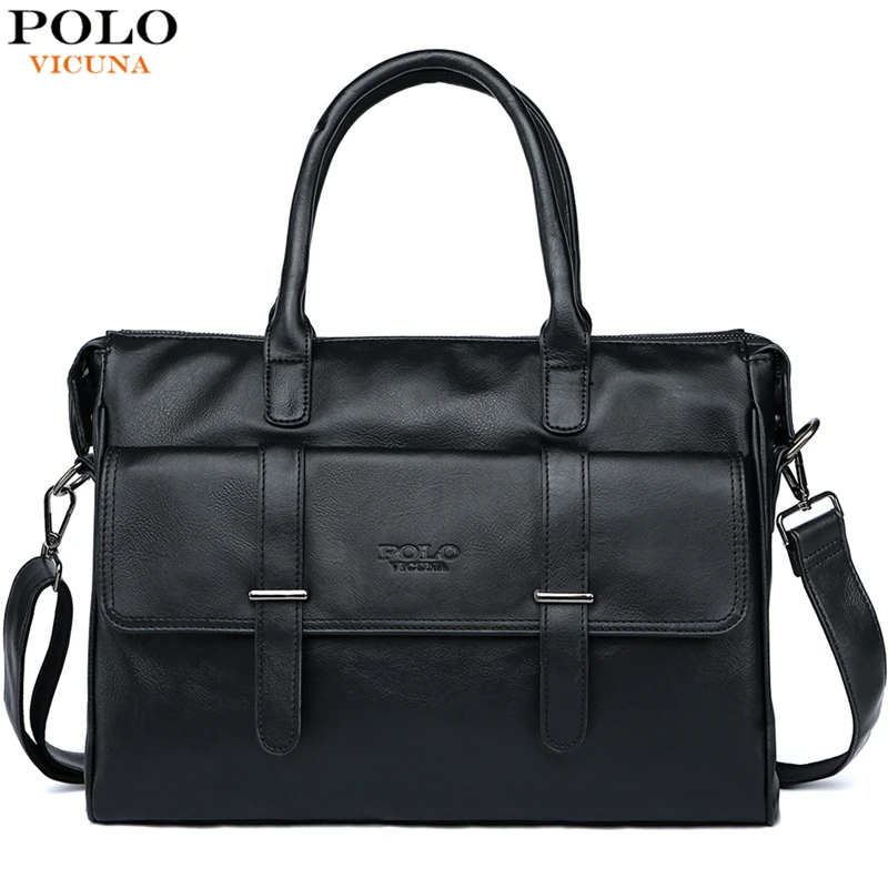 Ceny VICUNA POLO nowe czarne skórzane znane marki biznesowe męskie teczki na torba na dokumenty na co dzień o dużej pojemności podróżne męskie torebki