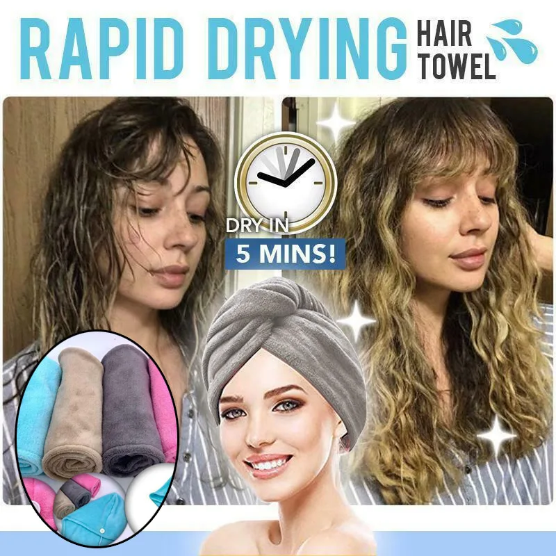 Hair Dry Towel Microfiber Wrapped Quick Drying Shower Bath Cap with Button BJStore