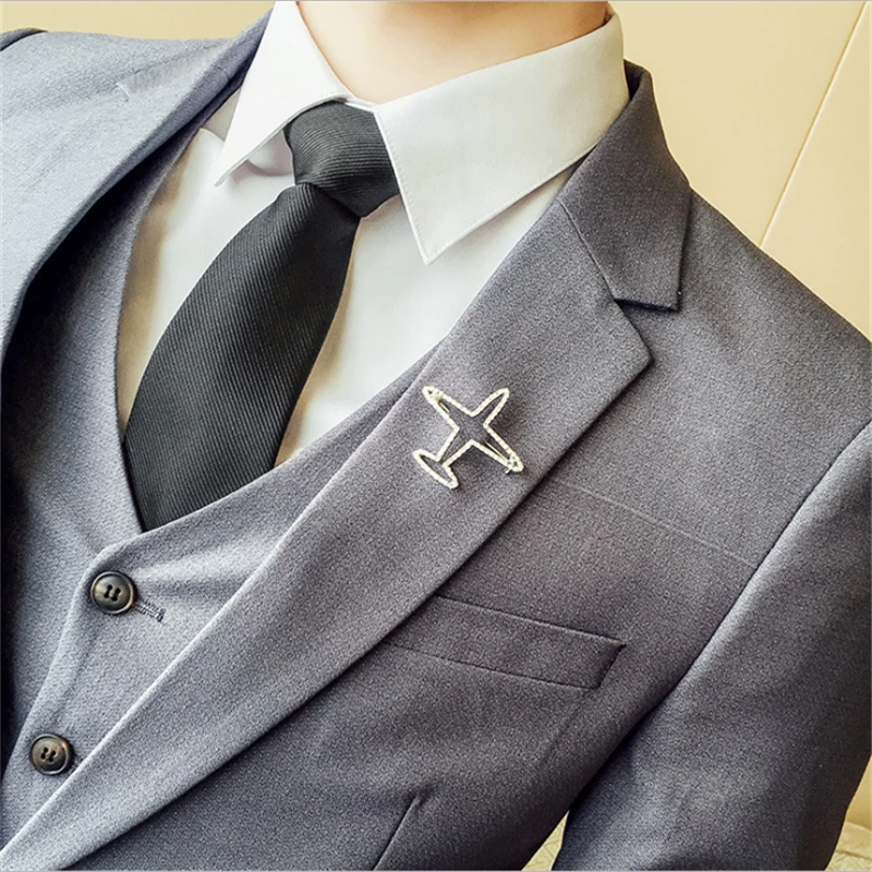 Autumn New England Fashion Korean Slim Business Suit Three-Piece Groom Groomsmen Wedding Dress Solid Color Suit Set