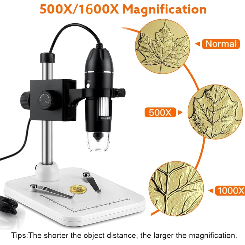 1600X 3 in 1 USB Digital Microscope Type-C Electronic Microscope Camera Zoom Magnifier Endoscope 8 LEDs for mobile phone repair waist measuring tape