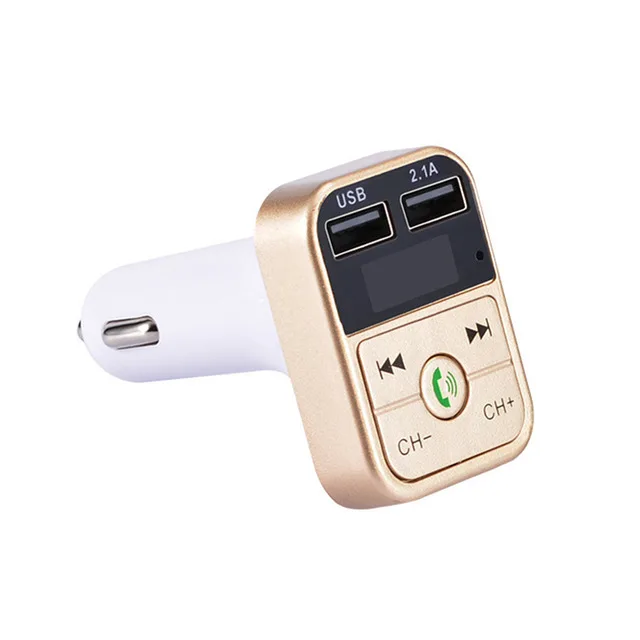 Автомобильный Bluetooth беспроводной Aux Bluetooth Автомобильный адаптер Комплект fm-передатчик ЖК Автомобильный mp3 плеер USB зарядное устройство FM модулятор Громкая связь - Название цвета: Золотой