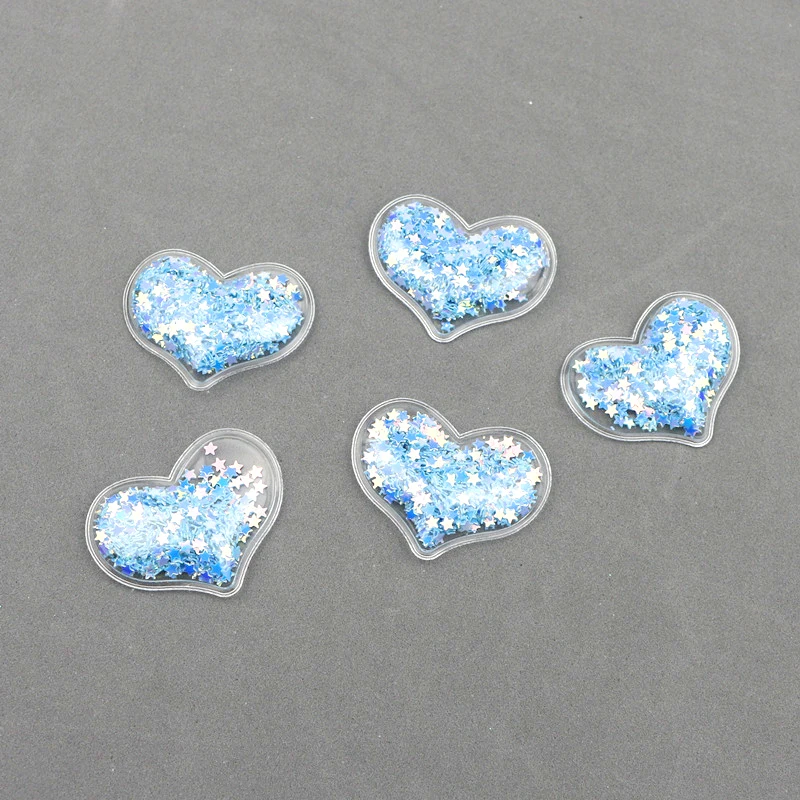 Blue Heart 20 шт прозрачные струящиеся зыбучие пески звезды с блестками/аппликации в виде сердца DIY принадлежности для рукоделия детские заколки для волос Аксессуары материал орнамент - Цвет: Blue Heart