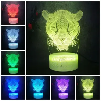 

Felidae Animal Male Lion Fierce Auto Flash Colorful RGB Charge Bulb USB Support Plug Bedside Night Light Child Gift Decor Home
