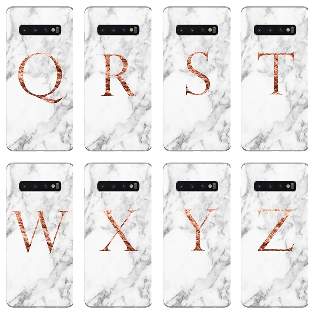 Пользовательское имя письмо монограмма мрамор O P Q R S Мягкий ТПУ чехол для Samsung Galaxy