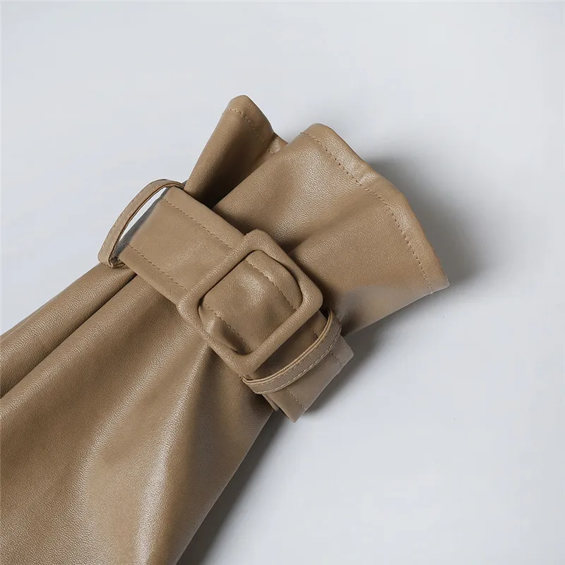 Street Fashion Cool Ladies Quality Khaki Jackets Women Pockets Belt Long Sleeve Turn Down Collar Long Coat Windbreaker Tops