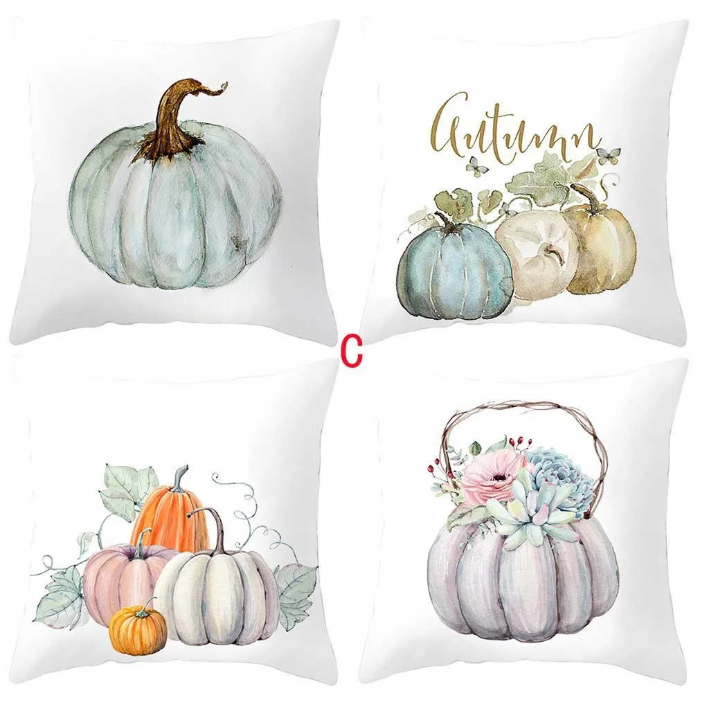 4PCS Red Pillow case 45*45 Christmas Snowflake Elk Printed Polyester Pillowcase Square Decorative Christmas New Year Pillowcase - Цвет: C2