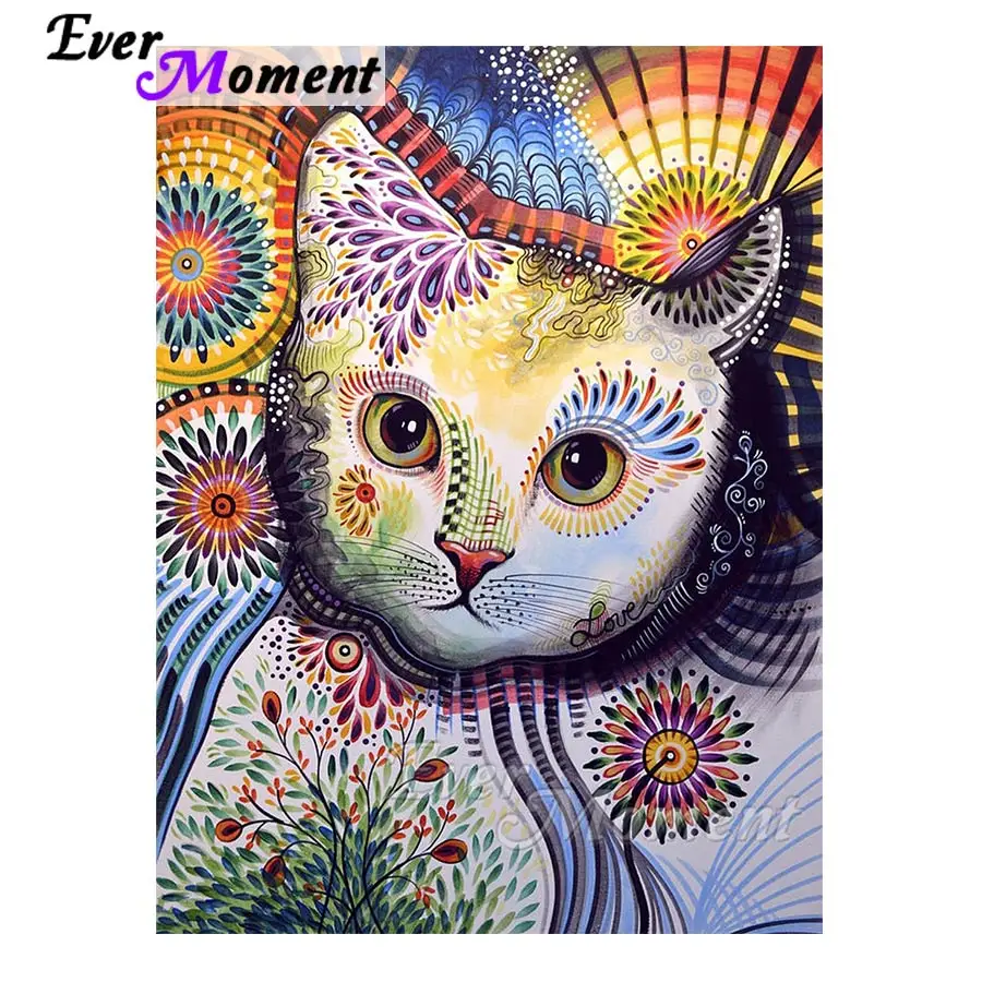 Ever Moment Алмазная картина Кошка Животное полный квадрат Смола мозаика вышивка