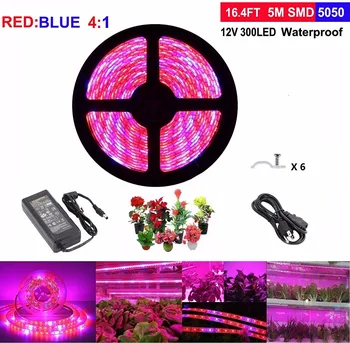 

5M LED Grow Light Full Spectrum DC 12V 5050 Aquarium Greenhouse Plant Growing LED Light Set