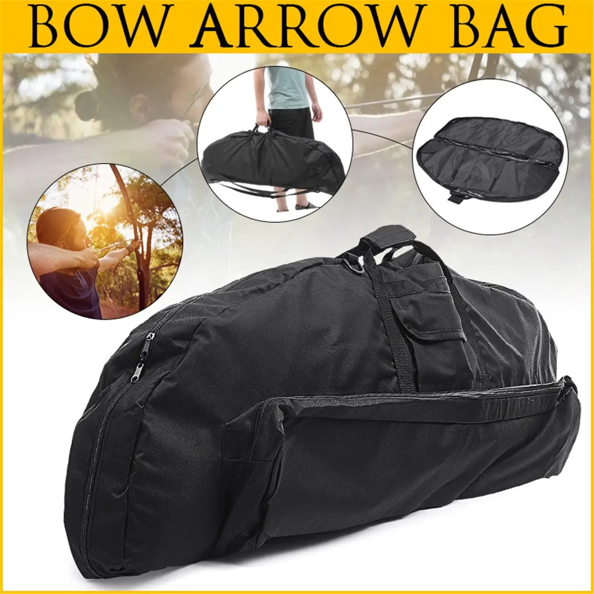 

115cm 45In Compound Bow Bag y Bow Carry Case Outdoor Sporting Waterproof Black Adult Outdoors Backpack Hunting Equipment