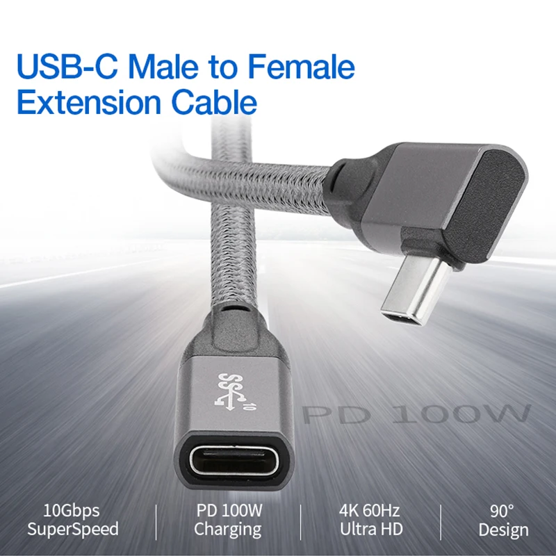 OEM/ODM USB 3.1 Type C-Type C Удлинительный кабель 90 градусов для быстрой зарядки