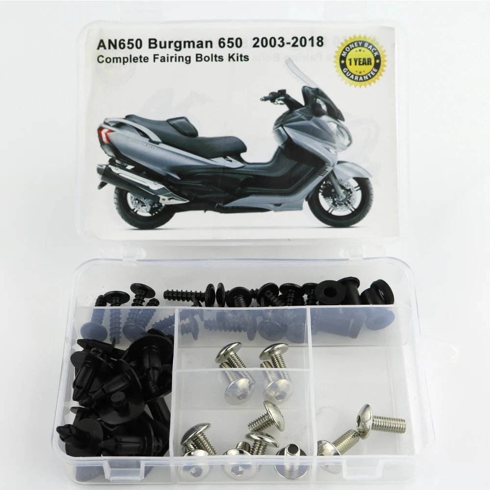 Для Suzuki AN650 Burgman 650 2003- полный обтекатель Болты Комплект зажимы скорость гайки мотоцикл обтекатель комплект OEM сталь - Цвет: Silver