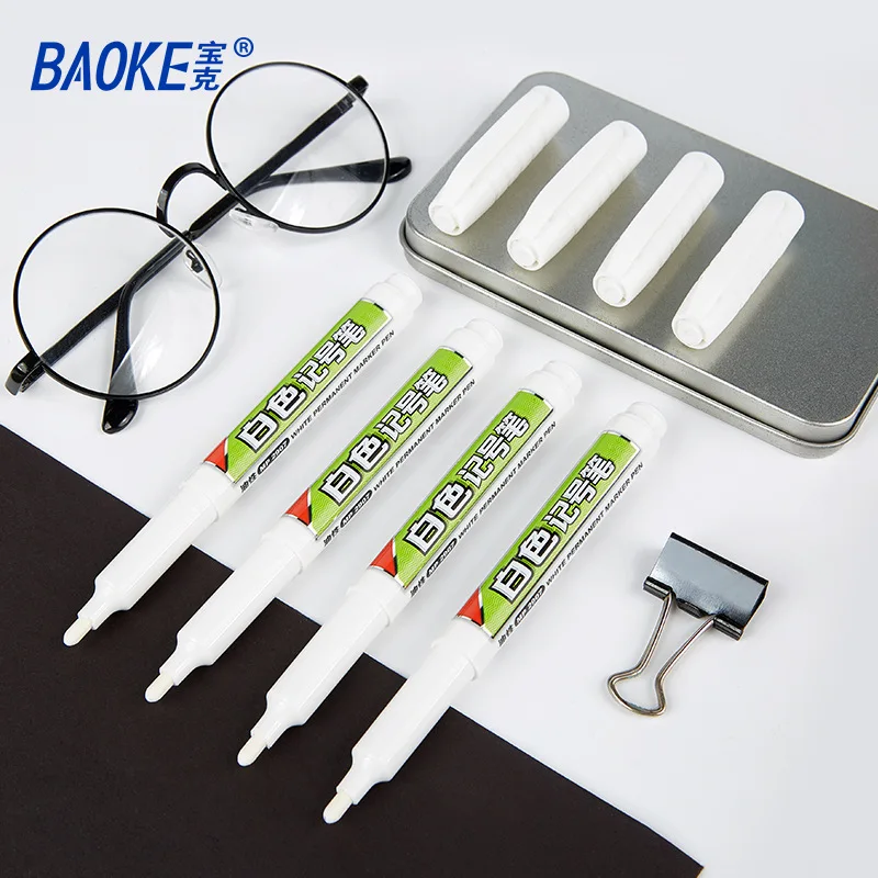 Rotulador de tinta de aceite blanco para oficina y escuela, rotulador de pintura de cabeza redonda de 2,5mm, suministros para neumáticos, 1/3 unidades