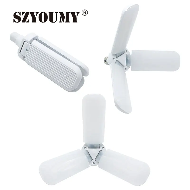 

SZYOUMY E27 LED Bulb Foldable Fan Blade Bulb 26W 30W 36W 45W 60W LED Lamp Super Bright White 6500K for Indoor Home Ceiling Light