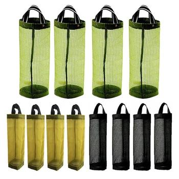 

4 Pack Grocery Bag Holder Wall Mount Storage Dispenser Home Kitchen Organizer Mesh Cloth Bag