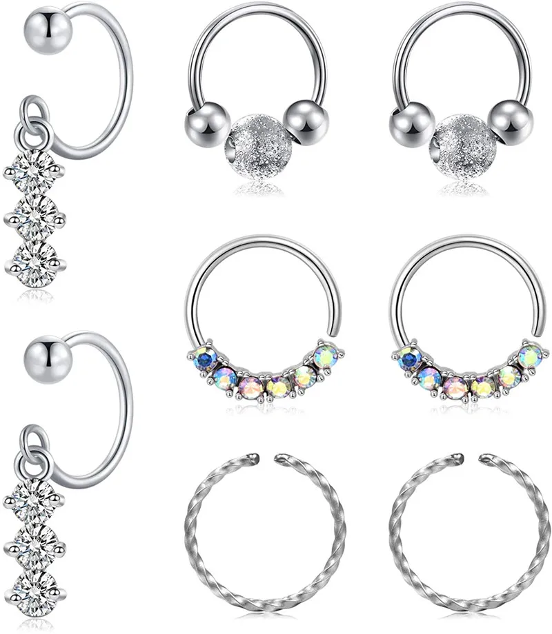 JFORYOU 20 Gauge CZ Helix Daith серьги хрящи пирсинг ювелирные изделия кольца для носа
