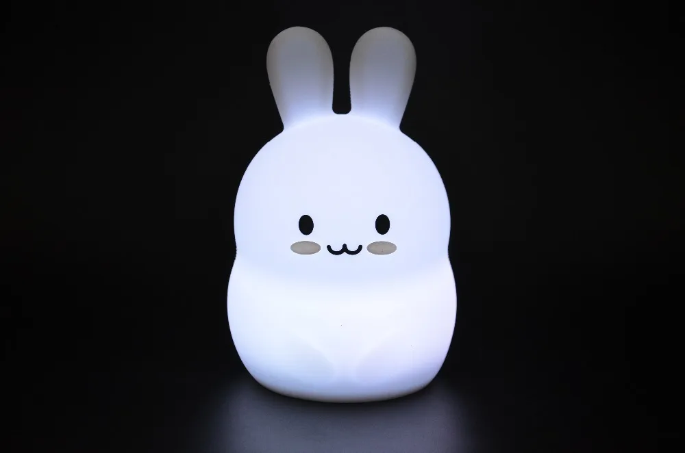 Cute Cartoon Rabbit LED Night Light Rechargeable Touch Sensor Remote Control Colorful Silicone Bedroom Table Lamp for Kids Baby (27)
