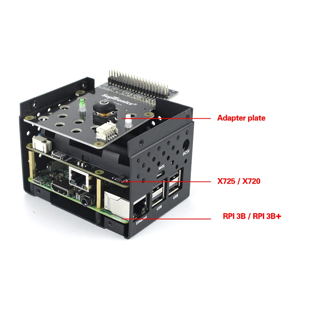 S ROBOT Raspberry Pi X720 X725 Power Management Board Aluminum Case Kit For Raspberry Pi 3B 5