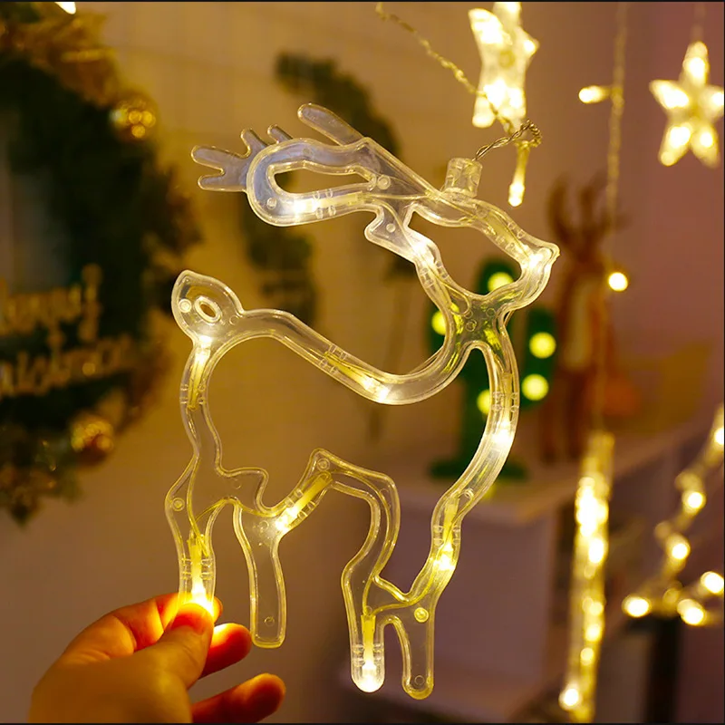 Праздничный Рождественский занавес, светодиодный светильник-гирлянда, штепсельная вилка европейского стандарта, Колокольчик для елки, новогодний декоративный светильник для спальни, теплая лампа