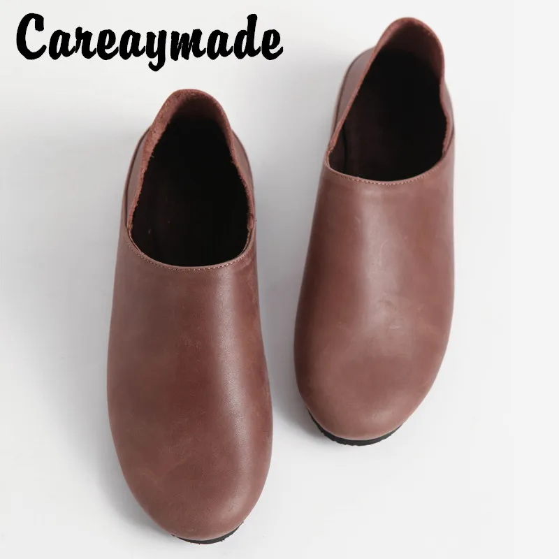 Женские туфли на плоской подошве CareaymadePure из натуральной кожи с закрытым носком в