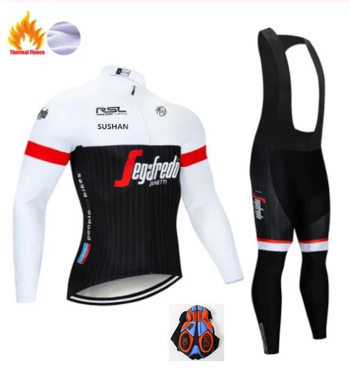 TREKKING SEGAFREDO Winter Thermal Fleece Warm Cycling Jersey Set Thermal Cycling Clothing Mtb Riding Apparel Ropa Ciclismo