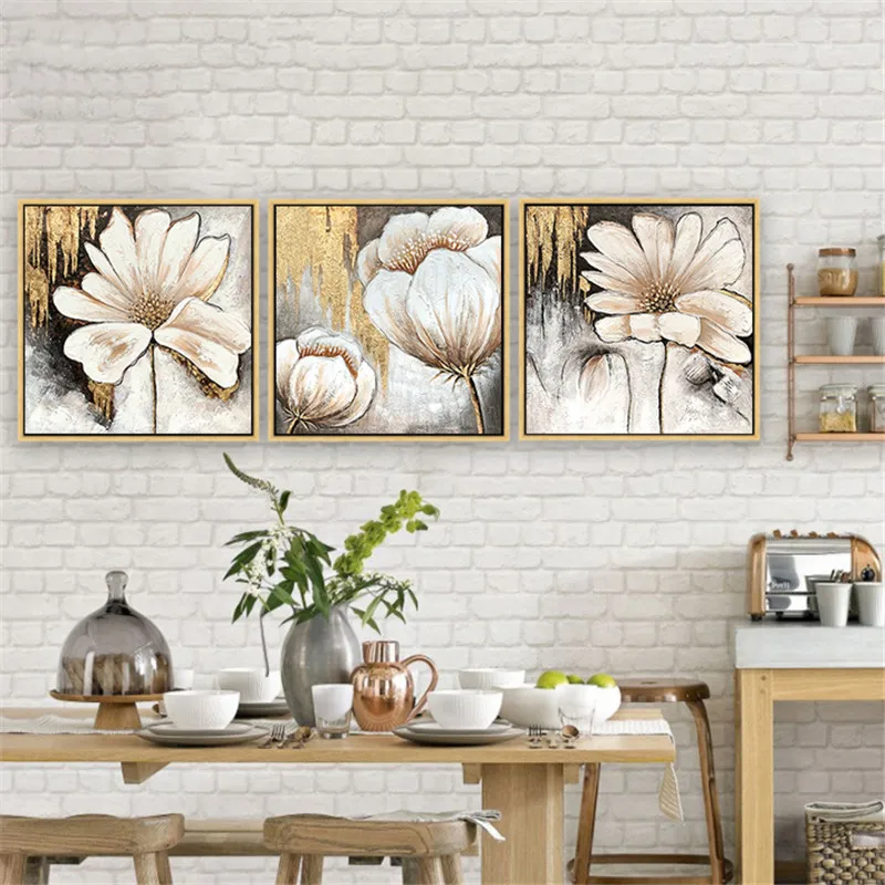 Günstige 3 Panels Leinwand Malerei moderne auf die wand Bild wohnzimmer und schlafzimmer kunst dekorative bilder blume gemälde Keine Rahmen