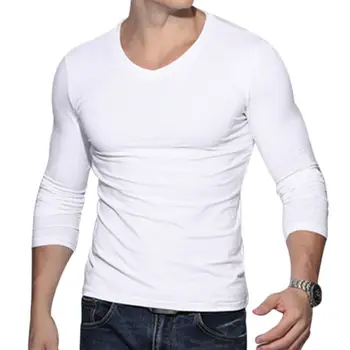 

2019 Fashion Trend Men's Round Neck Autumn Pre-fall Slim Fitting T-shirt Long Sleeve Solid Casual Exercise Leisure Sportswear