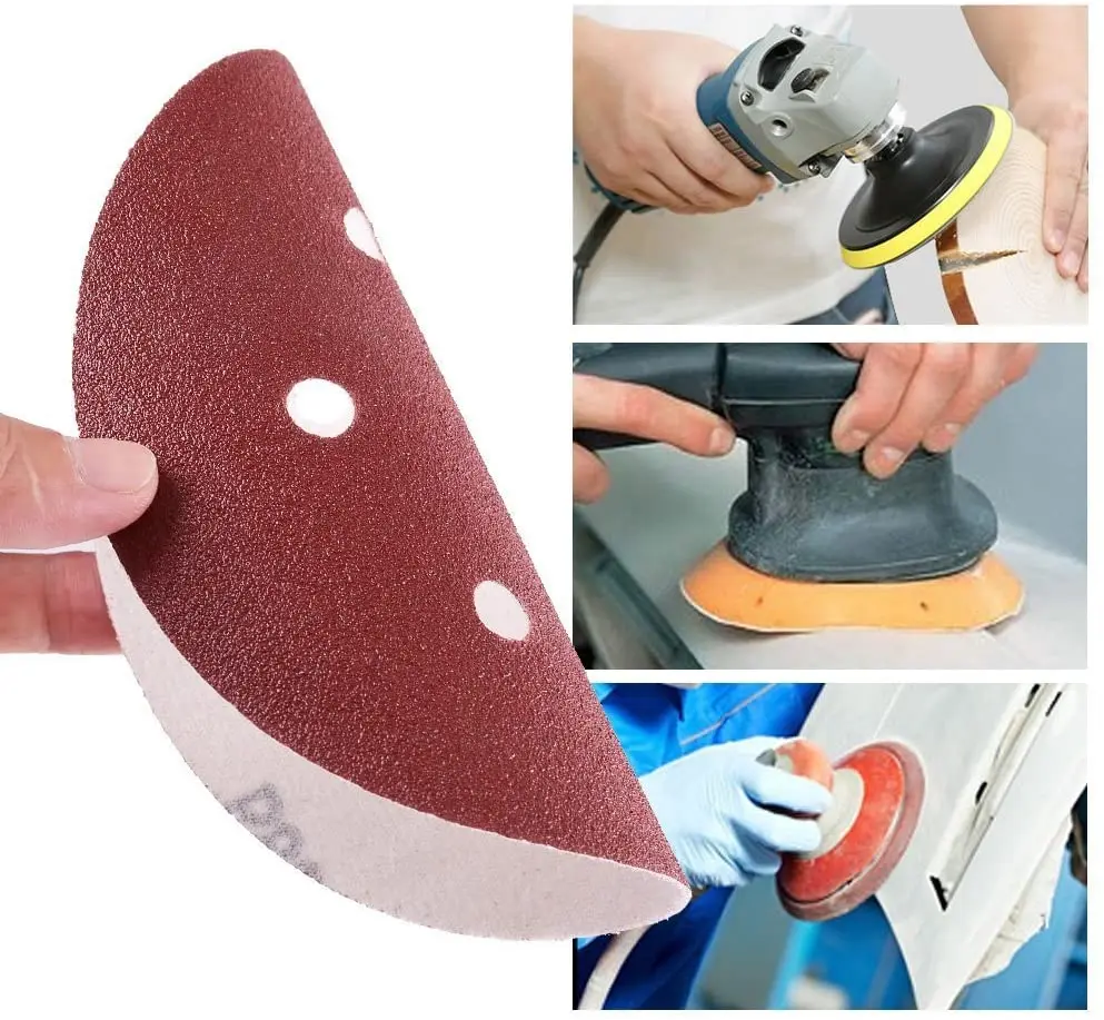 6 Inch 6 Holes 150MM Sanding Discs 60-2000 Grit Flocking Sandpaper Orbital Sander Hook and Loop  Aluminum Oxide Sand Paper