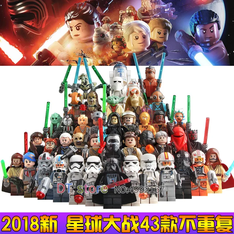 

43pcs Star Wars Action Figures Leia Han Solo Yoda Luke Sith Lord Darth Vader Maul Revan Dooku Building Blocks Bricks Toys Pg633