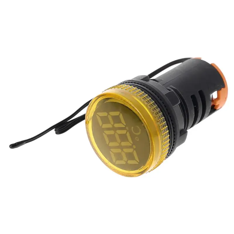 22 мм переменный ток 50-380 В термометр индикаторный светильник светодиодный цифровой дисплей измерение температуры индукционный диапазон-20-119 ℃ - Цвет: Цвет: желтый
