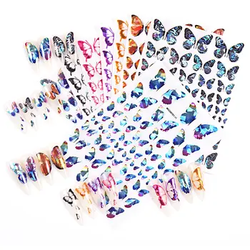 

8 Sheet/1 Set Colorful Butterfly Designs Nail Art Stickers 3D DIY Colorful Tips Nail Decals Manicure Tool