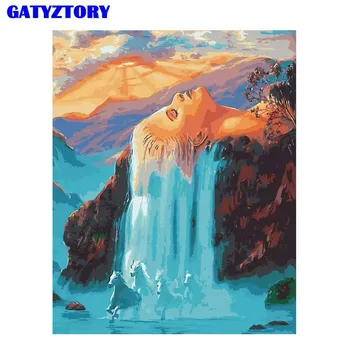 

GATYZTORY Frame Waterfall Women DIY Painting By Numbers Figure Picture By Numbers Modern Wall Art Canvas By Numbers For Home Art